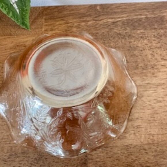 Marigold Carnival‎ Glass Ruffled Bowl Floral Pattern Embossed Depression Style - Picture 4 of 4